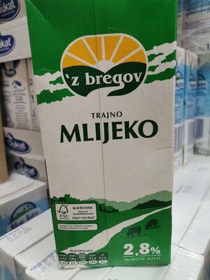 MLIJEKO TRAJNO 2,8% 1 L Z BREGOV ČEP
